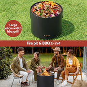 Grillz Fire Pit BBQ Portable Deep Bowl Outdoor Fireplace FPIT-BBQ-4542-BK