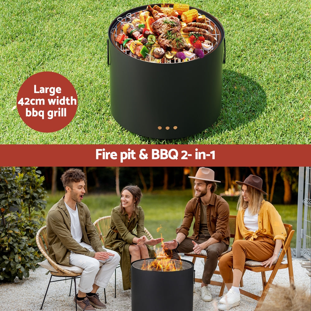 Grillz Fire Pit BBQ Portable Deep Bowl Outdoor Fireplace FPIT-BBQ-4542-BK