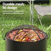 Grillz Fire Pit BBQ Portable Deep Bowl Outdoor Fireplace FPIT-BBQ-4542-BK