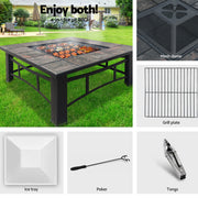 Grillz Fire Pit BBQ Grill Ice Bucket 4-In-1 Table FPIT-BBQ-4IN1-8144
