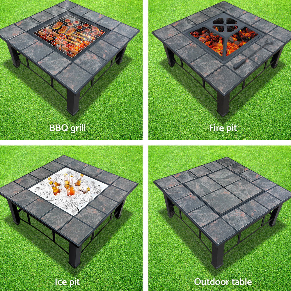 Grillz Fire Pit BBQ Grill Ice Bucket 4-In-1 Table FPIT-BBQ-4IN1-8144