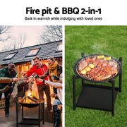 Grillz Fire Pit BBQ Grill 2-in-1 Outdoor FPIT-BBQ-5454-BK