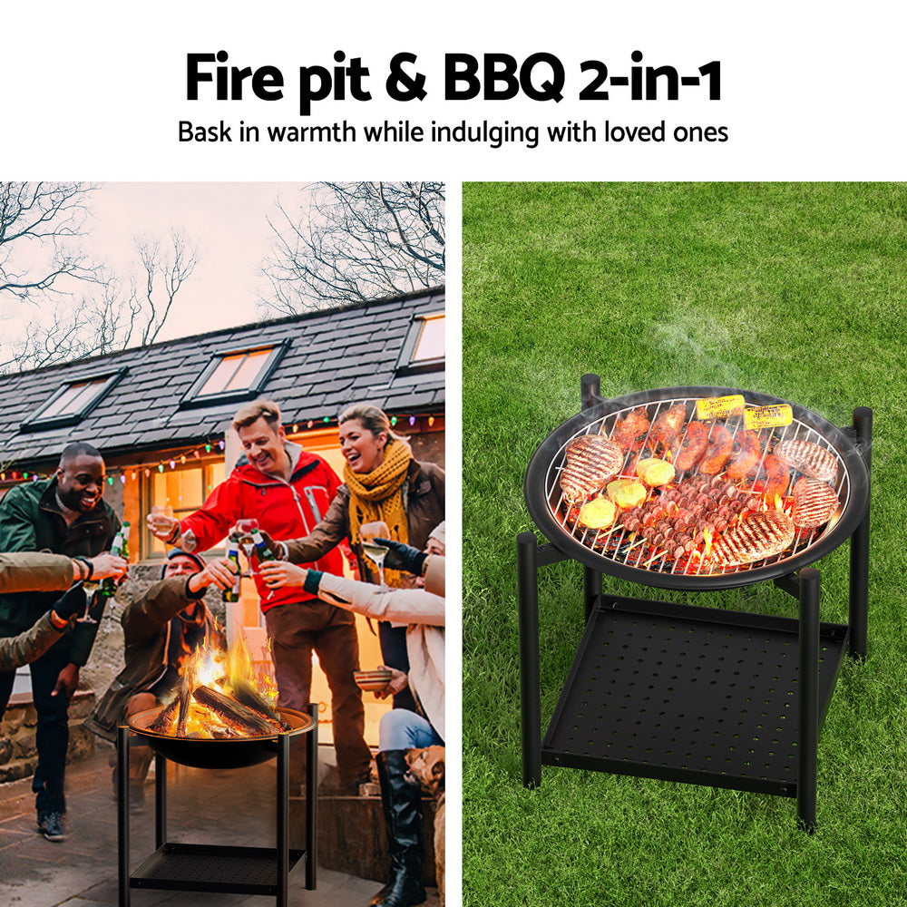 Grillz Fire Pit BBQ Grill 2-in-1 Outdoor FPIT-BBQ-5454-BK