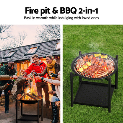 Grillz Fire Pit BBQ Grill 2-in-1 Outdoor FPIT-BBQ-5454-BK
