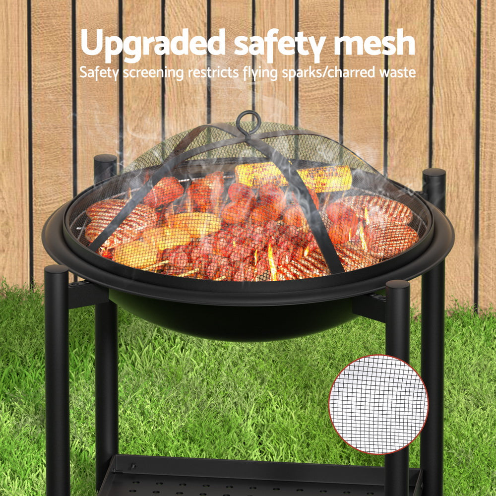Grillz Fire Pit BBQ Grill 2-in-1 Outdoor FPIT-BBQ-5454-BK