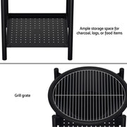 Grillz Fire Pit BBQ Grill 2-in-1 Outdoor FPIT-BBQ-5454-BK