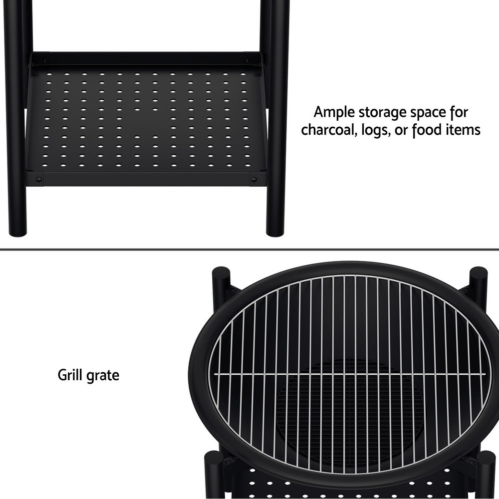 Grillz Fire Pit BBQ Grill 2-in-1 Outdoor FPIT-BBQ-5454-BK