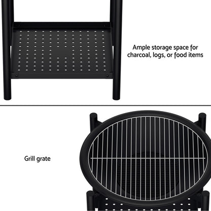 Grillz Fire Pit BBQ Grill 2-in-1 Outdoor FPIT-BBQ-5454-BK