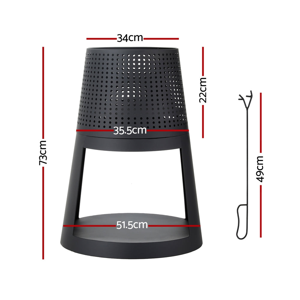 Grillz Fire Pit Deep Bowl Iron Outdoor Fireplace FPIT-BBQ-5473-BK