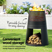 Grillz Fire Pit Deep Bowl Iron Outdoor Fireplace FPIT-BBQ-5473-BK