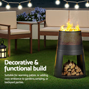 Grillz Fire Pit Deep Bowl Iron Outdoor Fireplace FPIT-BBQ-5473-BK