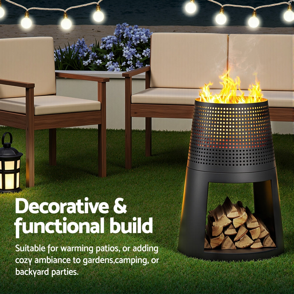 Grillz Fire Pit Deep Bowl Iron Outdoor Fireplace FPIT-BBQ-5473-BK