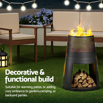 Grillz Fire Pit Deep Bowl Iron Outdoor Fireplace FPIT-BBQ-5473-BK