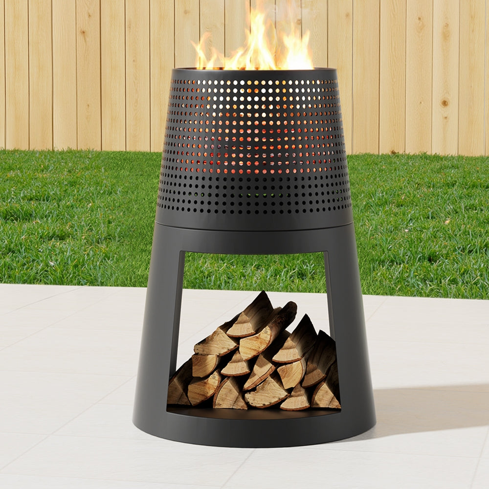 Grillz Fire Pit Deep Bowl Iron Outdoor Fireplace FPIT-BBQ-5473-BK