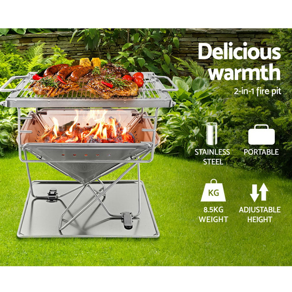 Grillz Fire Pit BBQ Grill with Carry Bag Camping FPIT-BBQ-X-BRIDGE
