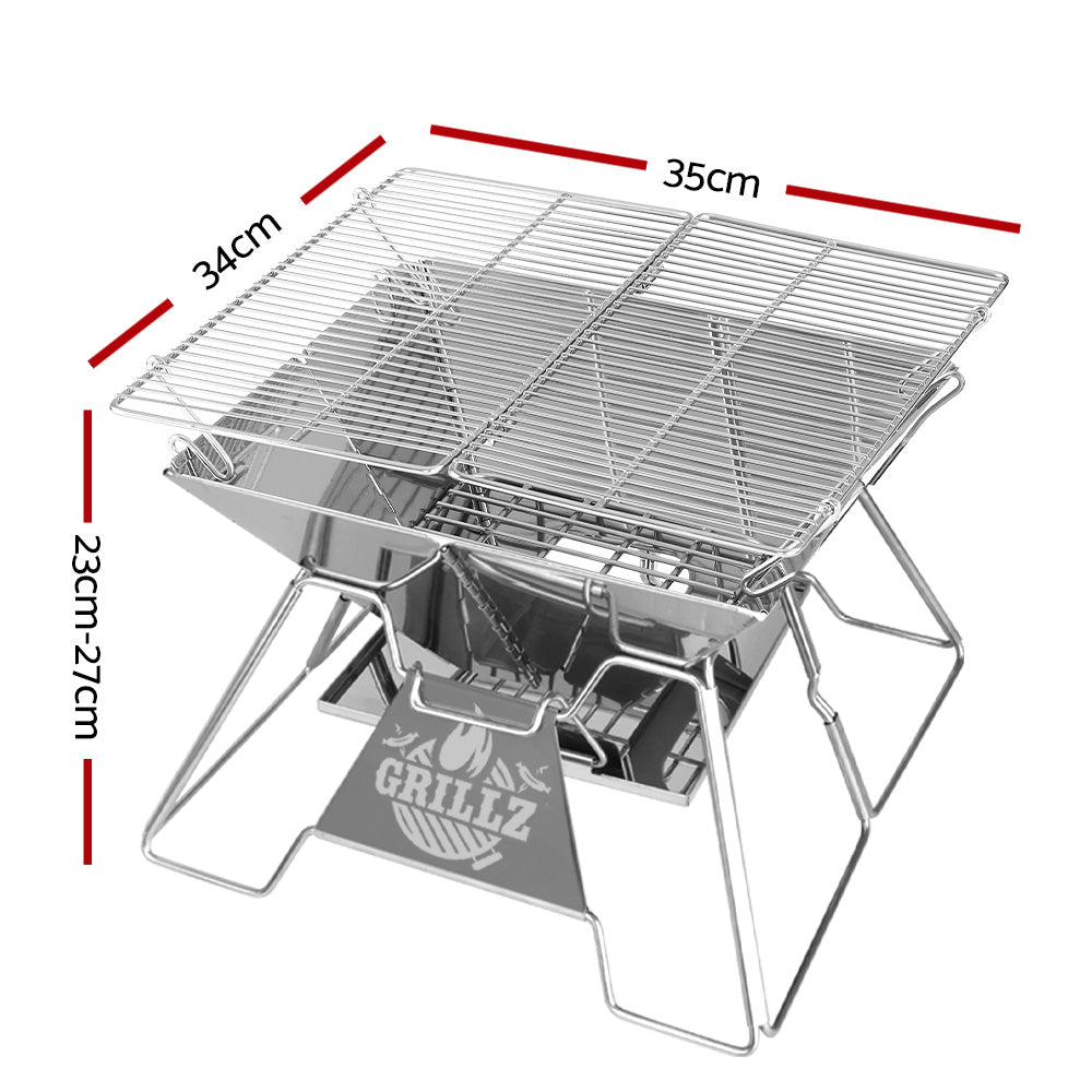Grillz Fire Pit BBQ Grill with Carry Bag Portable FPIT-BBQ-X-CUBE