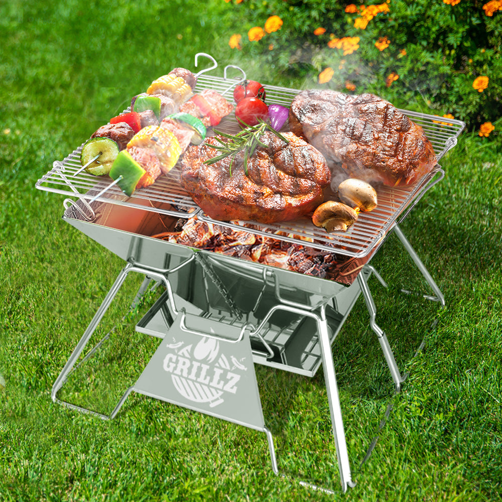 Grillz Fire Pit BBQ Grill with Carry Bag Portable FPIT-BBQ-X-CUBE
