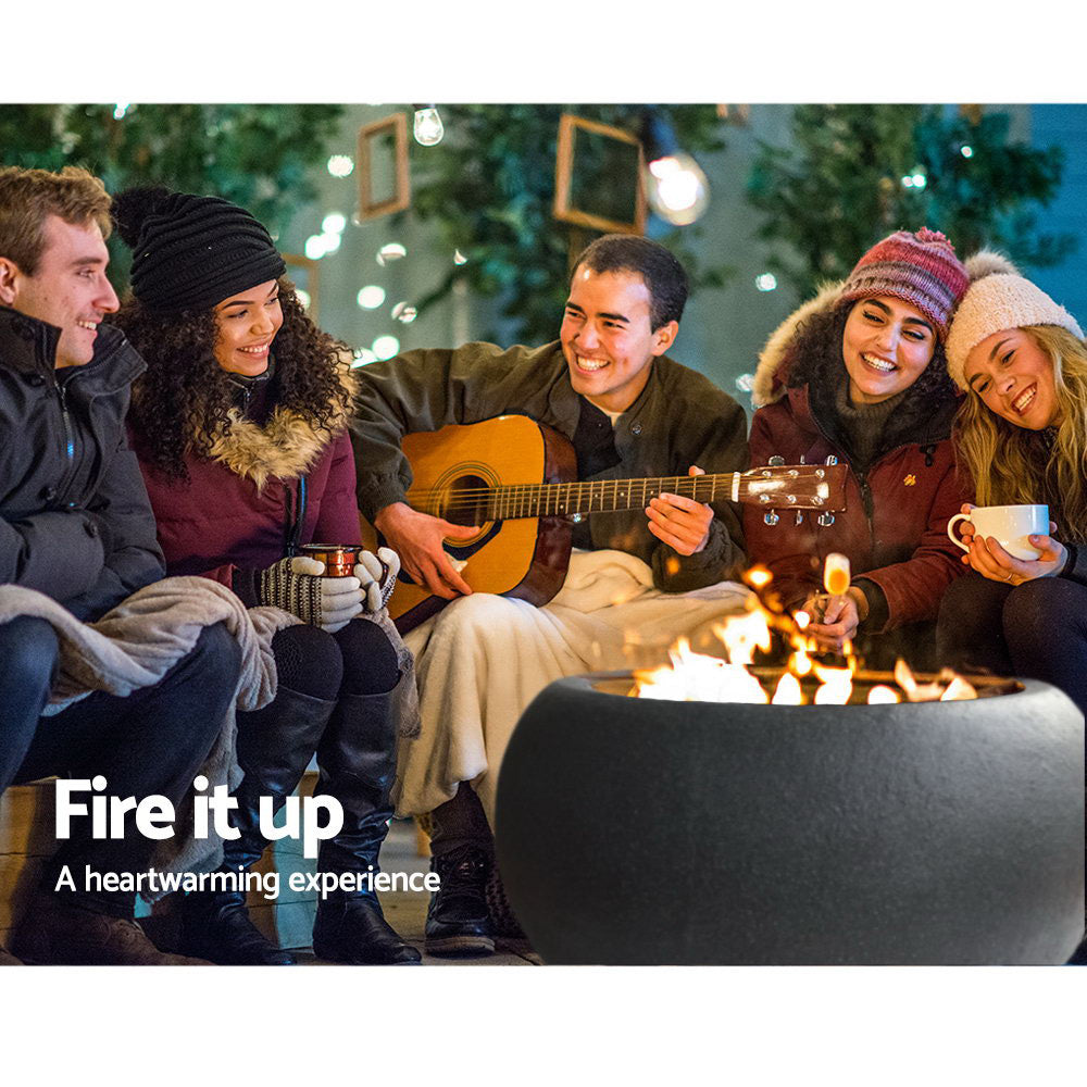 Grillz Fire Pit Bowl Black 61cm FPIT-CEMENT-OVAL