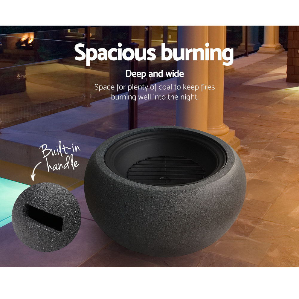 Grillz Fire Pit Bowl Black 61cm FPIT-CEMENT-OVAL