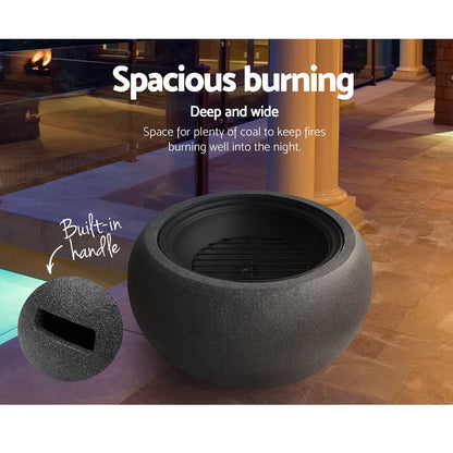 Grillz Fire Pit Bowl Black 61cm FPIT-CEMENT-OVAL