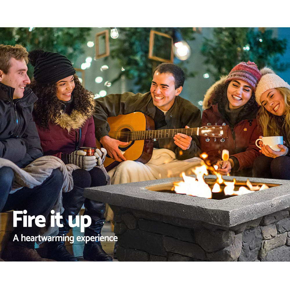 Grillz Fire Pit Table Square 55cm FPIT-STONE-MID