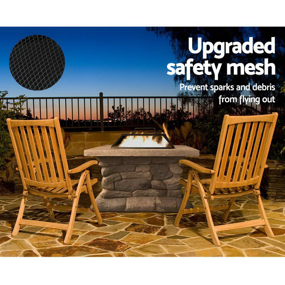 Grillz Fire Pit Table Square 55cm FPIT-STONE-MID