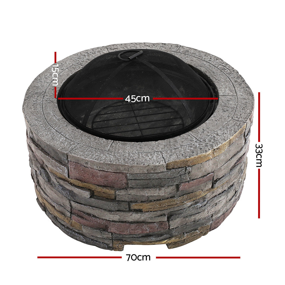 Grillz Fire Pit Table Round 70cm FPIT-STONE-ROUND