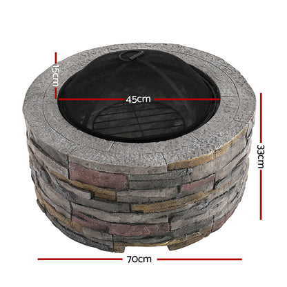 Grillz Fire Pit Table Round 70cm FPIT-STONE-ROUND