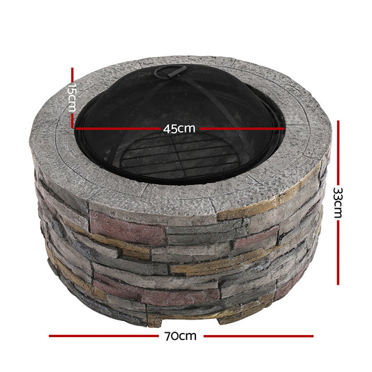 Grillz Fire Pit Table Round 70cm FPIT-STONE-ROUND