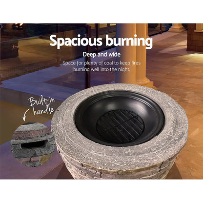 Grillz Fire Pit Table Round 70cm FPIT-STONE-ROUND