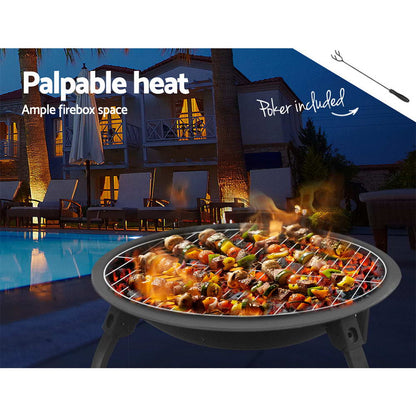 Fire Pit BBQ Charcoal Smoker Portable Outdoor Camping Pits Patio Fireplace 22" FPIT-UFO-5656