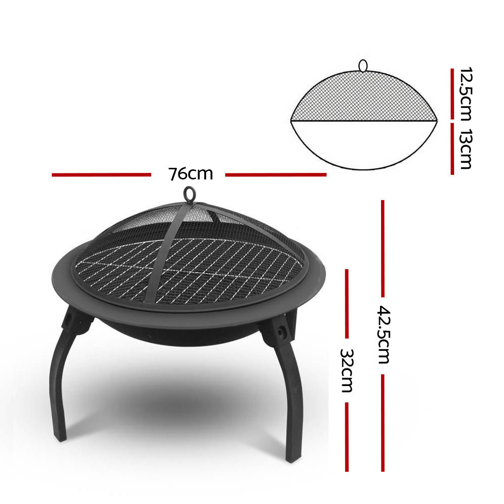 Fire Pit BBQ Charcoal Grill Smoker Portable Outdoor Camping Garden Pits 30" FPIT-UFO-7676