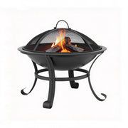 Grillz Fire Pit with Mesh Lid and Fire Picker BBQ Grill Wood Burning Outdoor Camping FPIT-YH-BBQ-2IN1-55