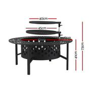 Grillz Fire Pit BBQ Charcoal Smoker Portable Mesh Pits Outdoor Camping Fireplace FPIT-YH-BBQ-3IN1-DESK