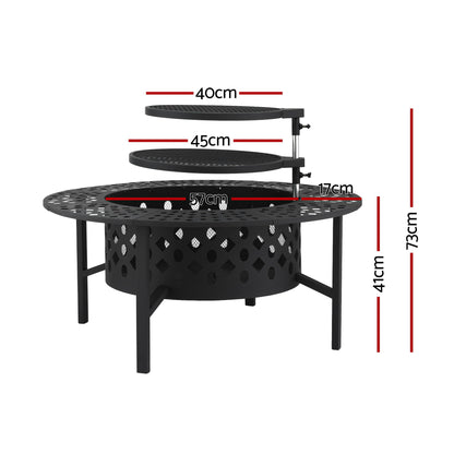 Grillz Fire Pit BBQ Charcoal Smoker Portable Mesh Pits Outdoor Camping Fireplace FPIT-YH-BBQ-3IN1-DESK