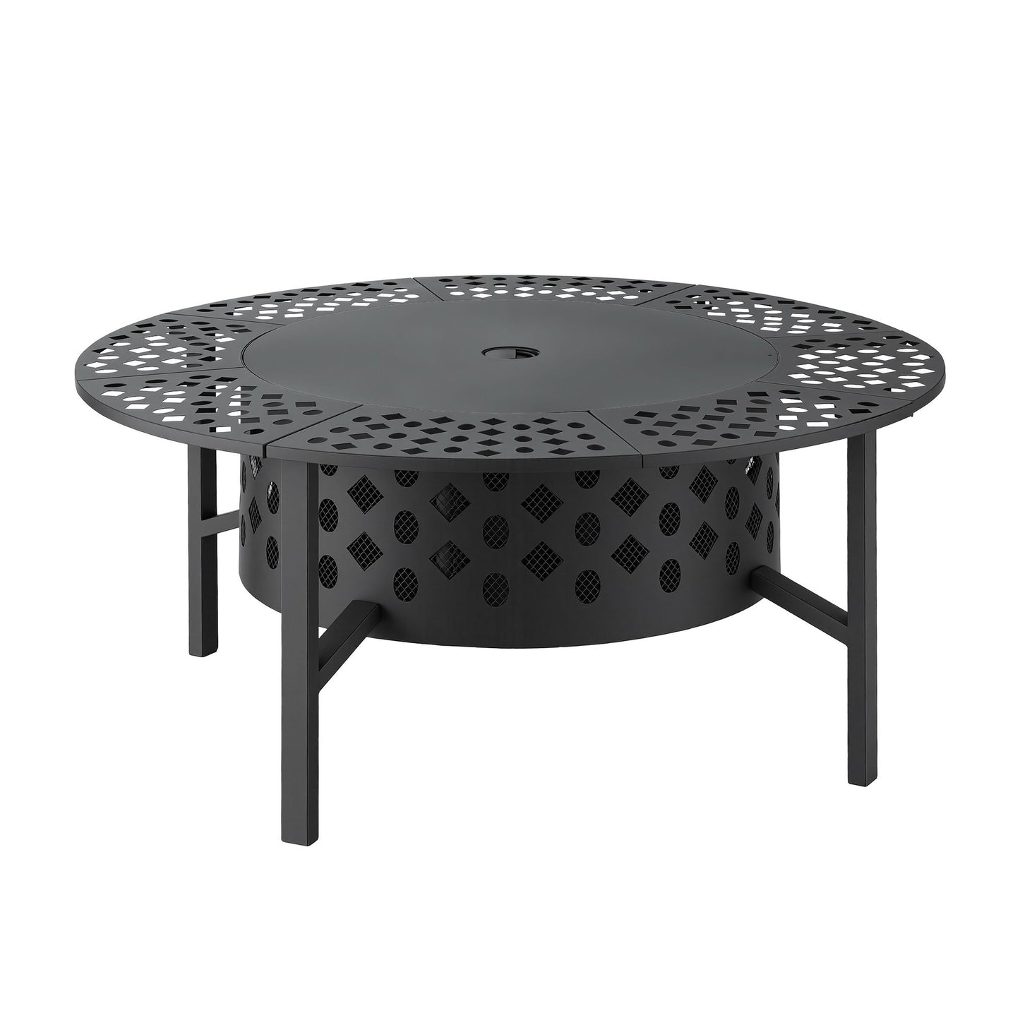 Grillz Fire Pit BBQ Charcoal Smoker Portable Mesh Pits Outdoor Camping Fireplace FPIT-YH-BBQ-3IN1-DESK