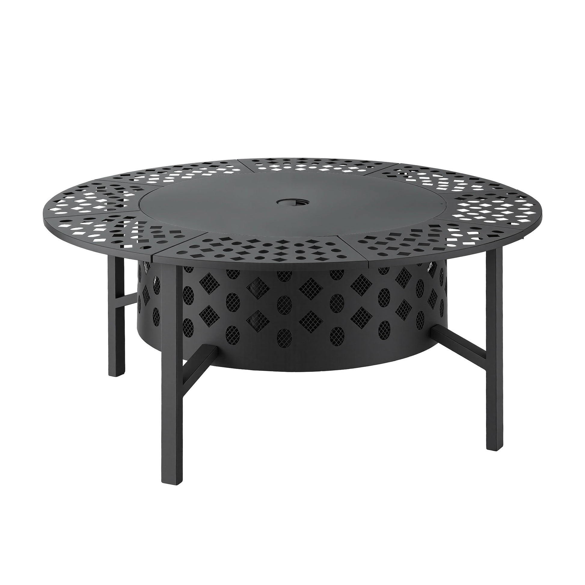 Grillz Fire Pit BBQ Charcoal Smoker Portable Mesh Pits Outdoor Camping Fireplace FPIT-YH-BBQ-3IN1-DESK