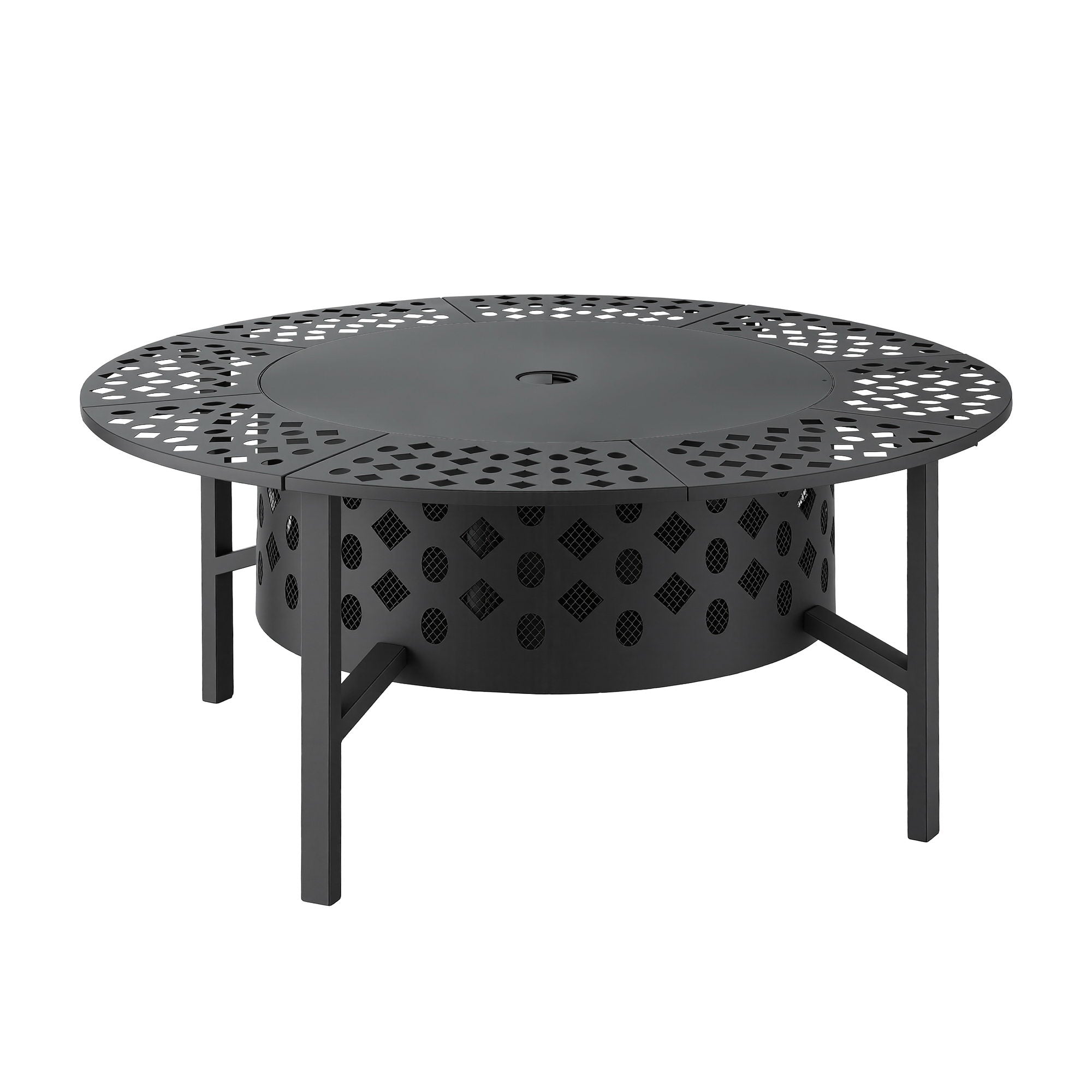 Grillz Fire Pit BBQ Charcoal Smoker Portable Mesh Pits Outdoor Camping Fireplace FPIT-YH-BBQ-3IN1-DESK