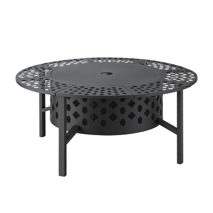 Grillz Fire Pit BBQ Charcoal Smoker Portable Mesh Pits Outdoor Camping Fireplace FPIT-YH-BBQ-3IN1-DESK