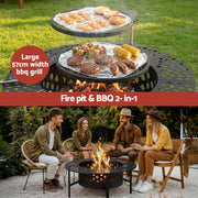 Grillz Fire Pit BBQ Charcoal Smoker Portable Mesh Pits Outdoor Camping Fireplace FPIT-YH-BBQ-3IN1-DESK