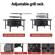 Grillz Fire Pit BBQ Charcoal Smoker Portable Mesh Pits Outdoor Camping Fireplace FPIT-YH-BBQ-3IN1-DESK