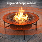 Grillz Fire Pit BBQ Charcoal Smoker Portable Mesh Pits Outdoor Camping Fireplace FPIT-YH-BBQ-3IN1-DESK