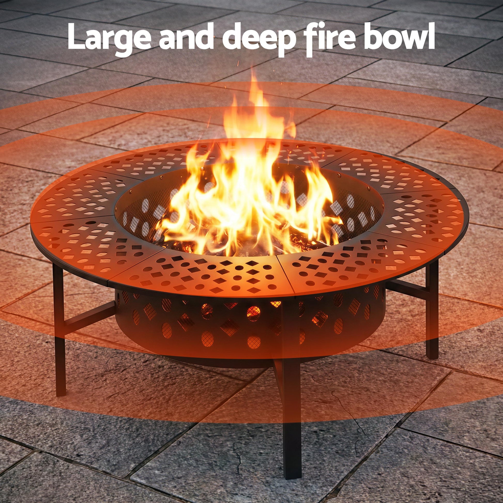 Grillz Fire Pit BBQ Charcoal Smoker Portable Mesh Pits Outdoor Camping Fireplace FPIT-YH-BBQ-3IN1-DESK