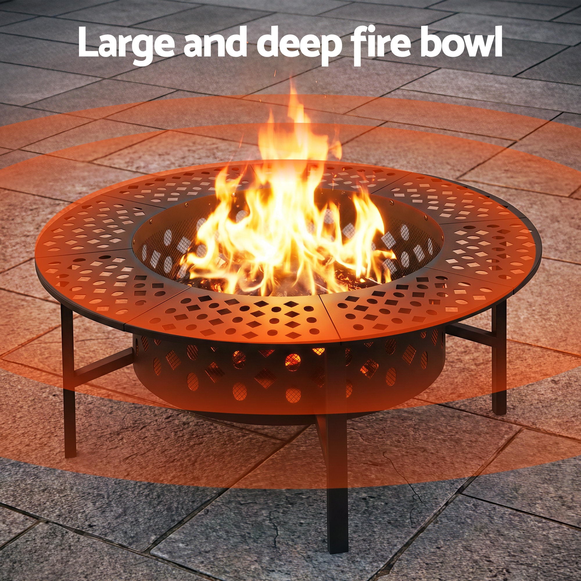 Grillz Fire Pit BBQ Charcoal Smoker Portable Mesh Pits Outdoor Camping Fireplace FPIT-YH-BBQ-3IN1-DESK