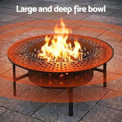 Grillz Fire Pit BBQ Charcoal Smoker Portable Mesh Pits Outdoor Camping Fireplace FPIT-YH-BBQ-3IN1-DESK