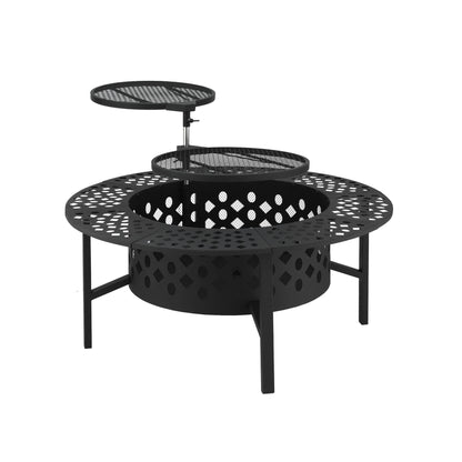 Grillz Fire Pit BBQ Charcoal Smoker Portable Mesh Pits Outdoor Camping Fireplace FPIT-YH-BBQ-3IN1-DESK