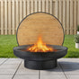 Grillz Fire Pit Table with Lid Deep Fire Bowl Wood Burning BBQ Grill for Backyard Camping Patio Picnic FPIT-YH-BBQ-WD