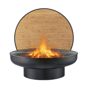 Grillz Fire Pit Table with Lid Deep Fire Bowl Wood Burning BBQ Grill for Backyard Camping Patio Picnic FPIT-YH-BBQ-WD