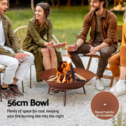 Grillz 56cm Fire Pit Iron Rustic Bowl Outdoor FPIT-YH-IRON-60