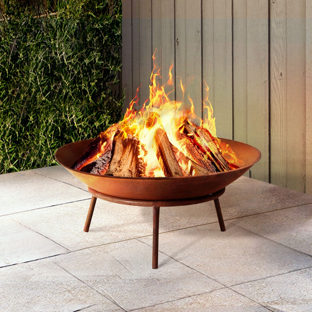 Grillz 56cm Fire Pit Iron Rustic Bowl Outdoor FPIT-YH-IRON-60
